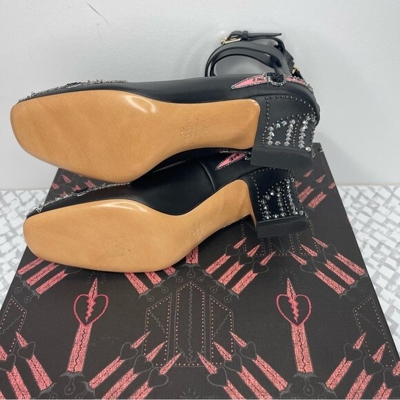 Valentino Garavani Love Blade Embellished Ankle Strap 65mm Pumps, Black, size 7 - Picture 13 of 15